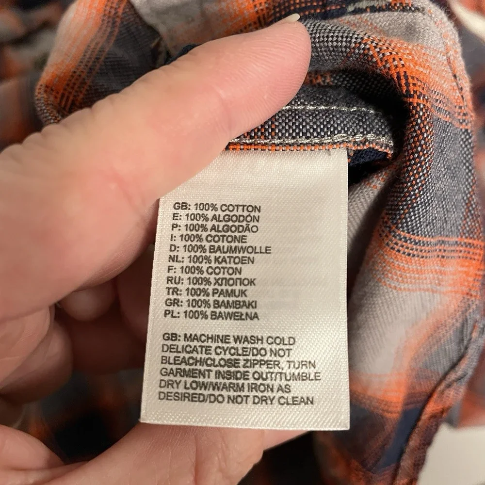 The North Face Men's XL Orange ‎ Plaid Check Button Down Top Casual